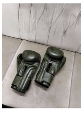 Army Green Leather Boxing Gloves – Velcro Closure | Premium Training & Sparring Gloves (8oz–20oz)